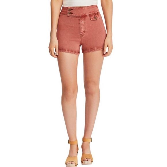 Free People Sammie retro hot pants summer shorts size 25 rust color - Picture 1 of 6